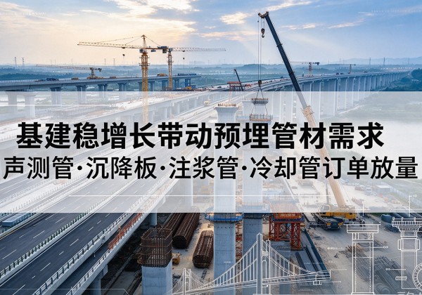 休宁基建稳增长带动预埋监测管材需求，声测管、沉降板、注浆管订单持续放量